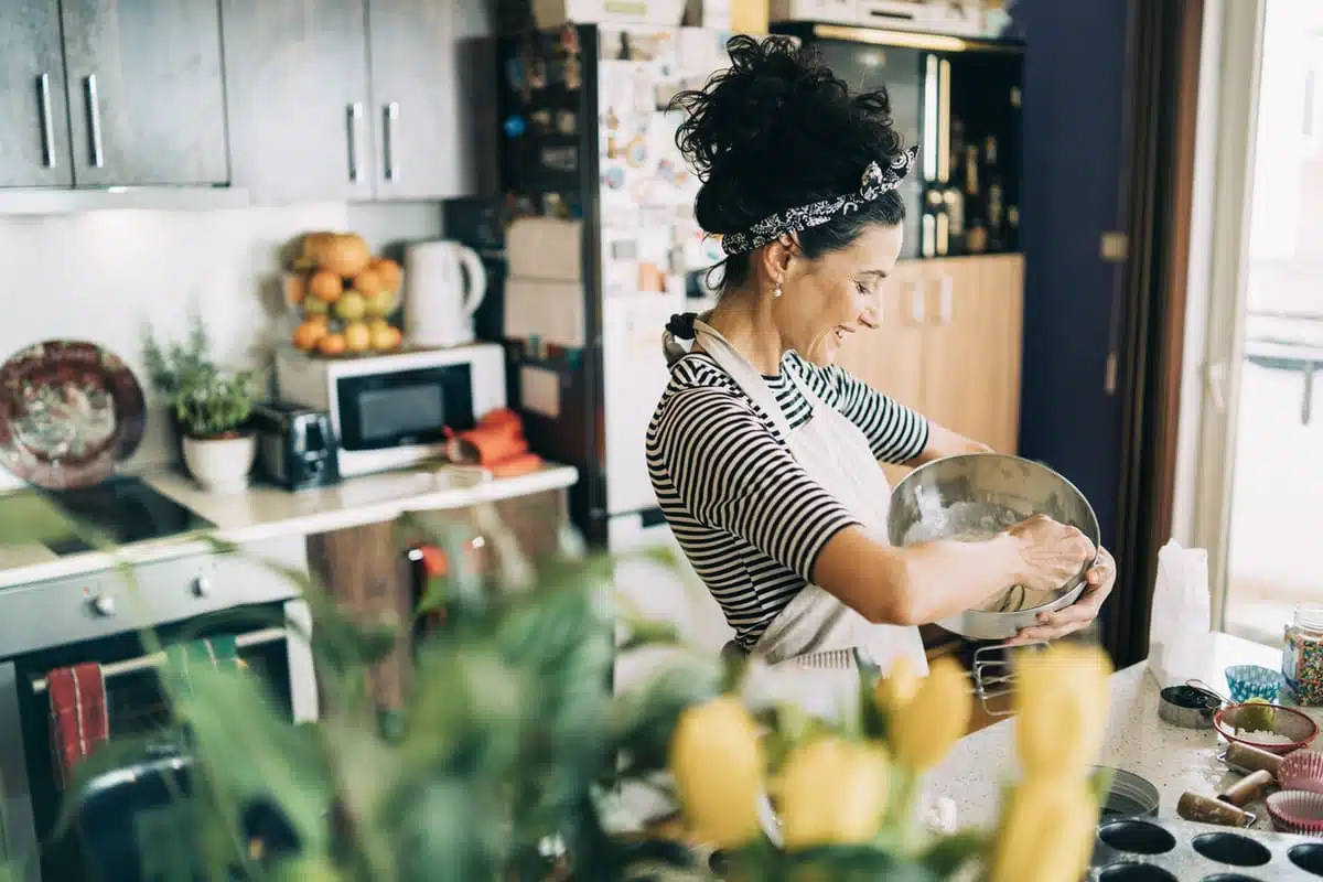 woman cooking at home