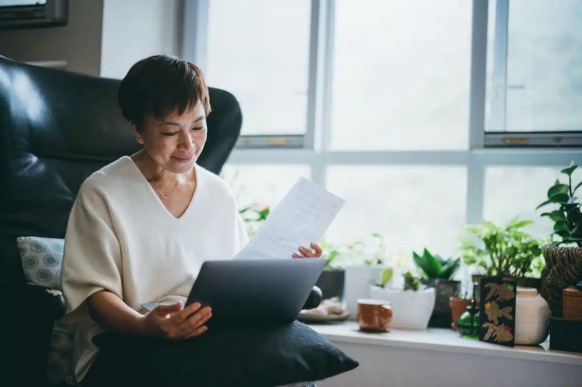woman organizing finances