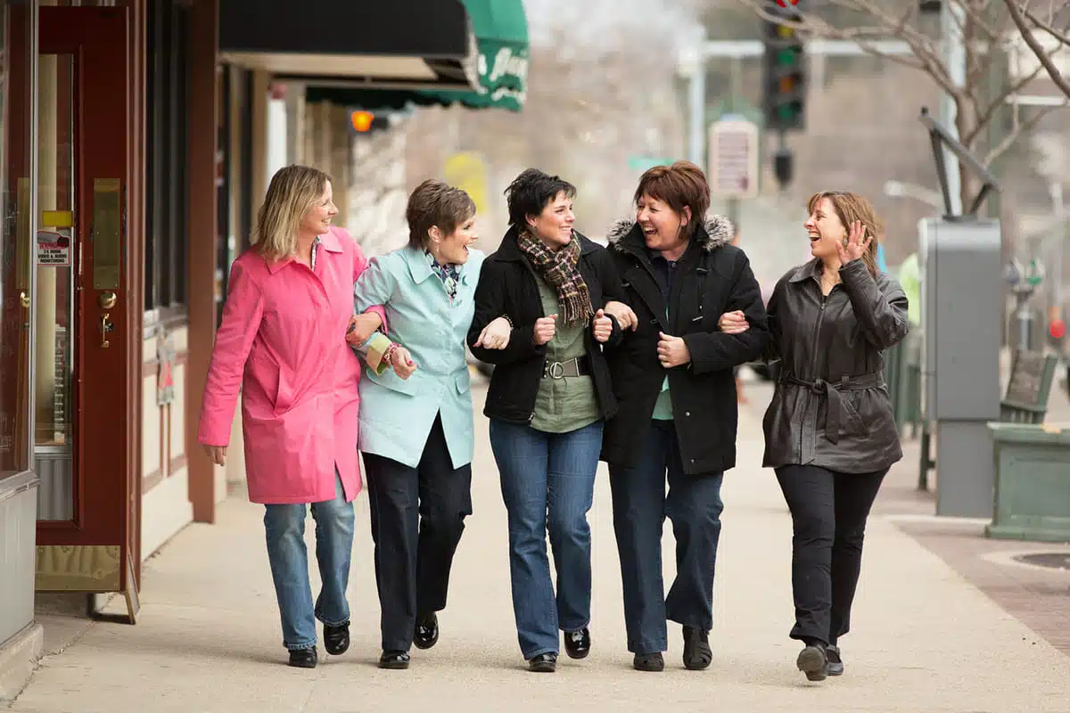 Group of friends out walking