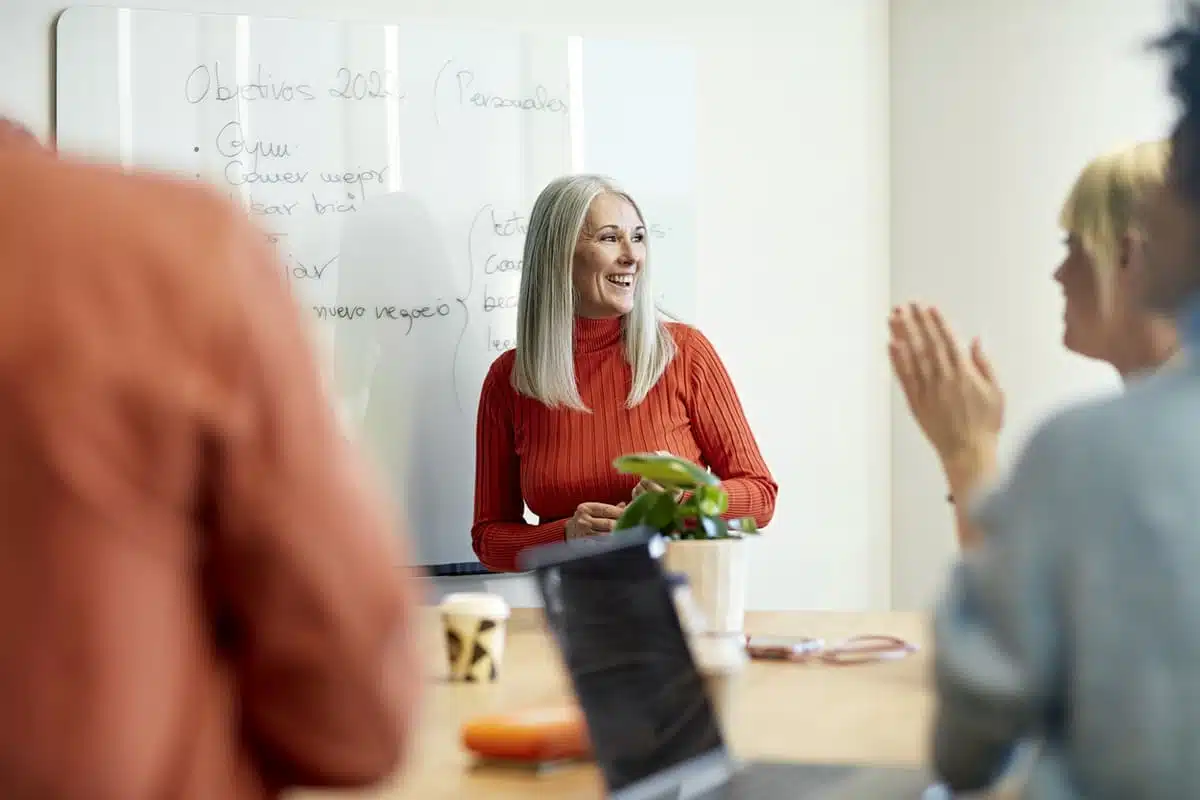 Woman teaching a class
