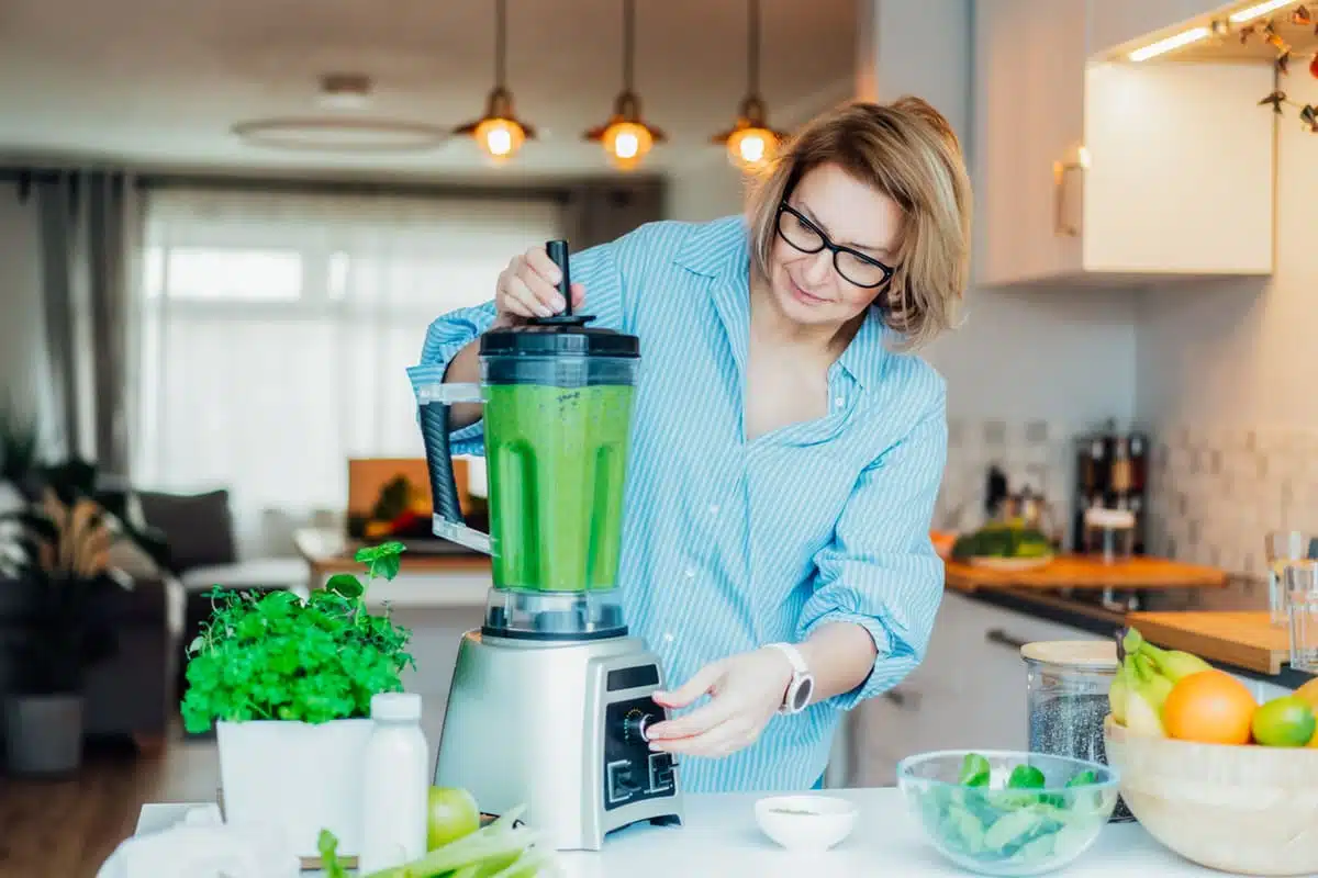 blending a healthy smoothie