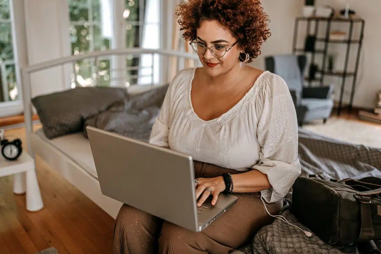 woman on computer