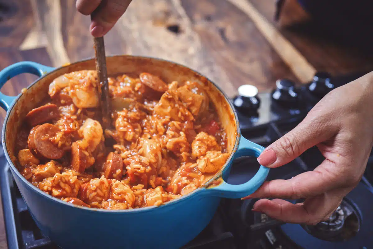Cajun Style Chicken, Shrimp and Sausage Jambalaya