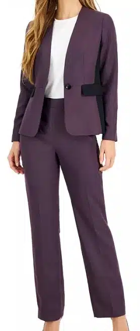 Collarless Pantsuit, Regular & Petite Sizes