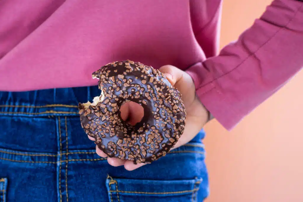 Eating a donut