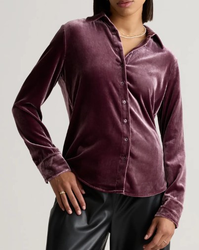 Quince Stretch Silk Velvet Long Sleeve Shirt (3 colors) $89.90 (was $108)