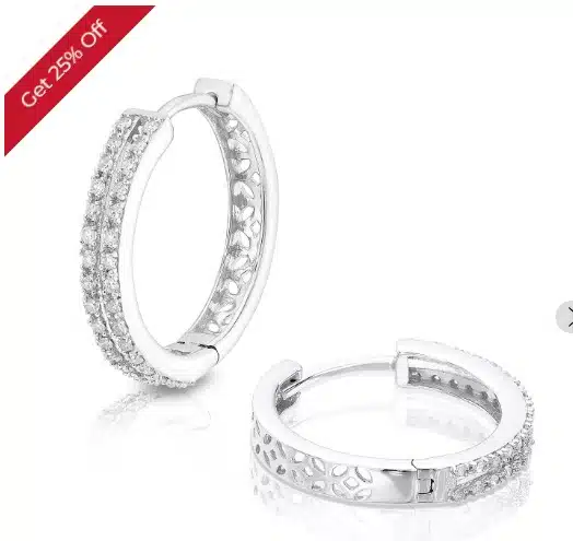 Silver Diamond 0.25ct Double Hoop Earrings