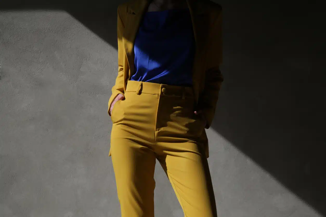 Trouser suit mustard color