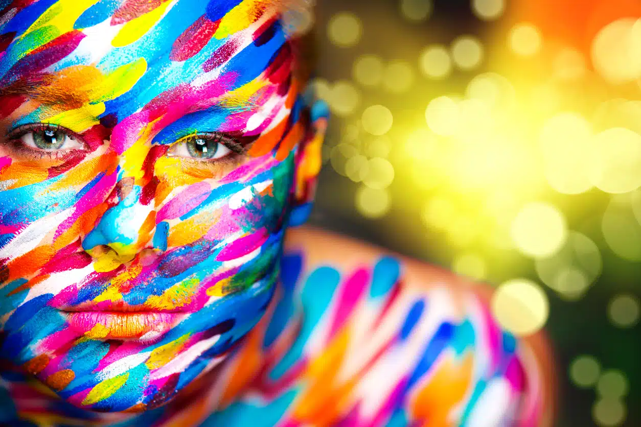 Bright colorful face; color correcting creams