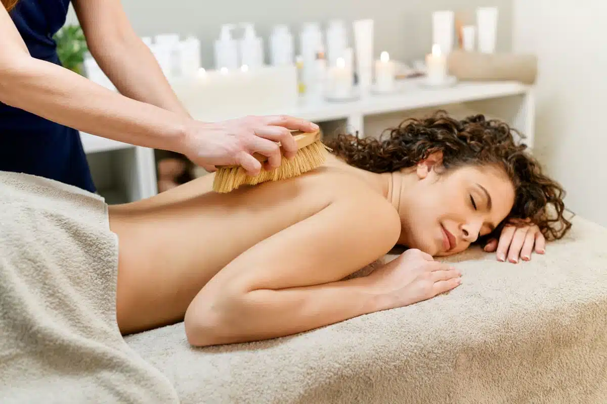 dry skin brushing at salon