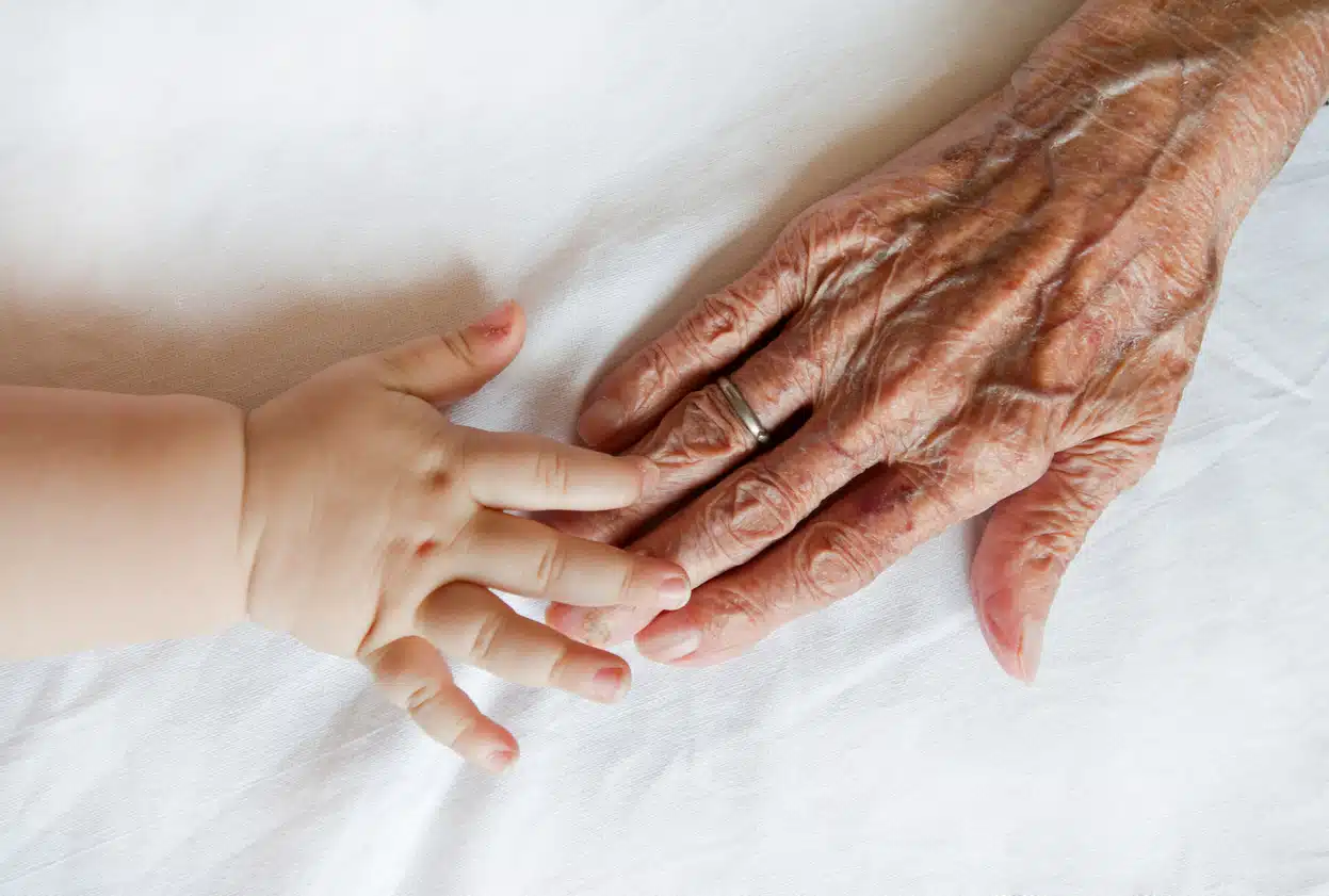 grandparent and grand child; reverse aging