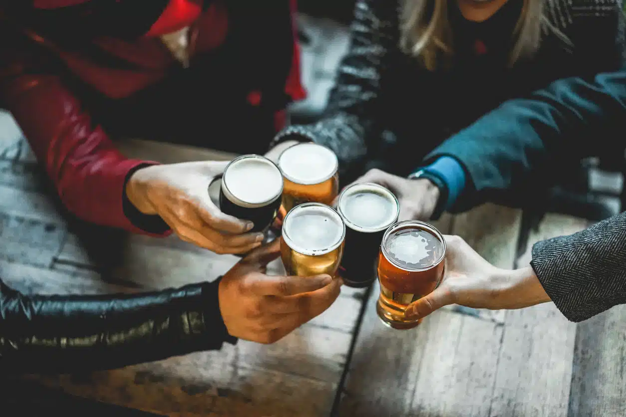 Toasting at a pub or bar