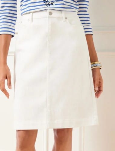 White Denim A Line Skirt