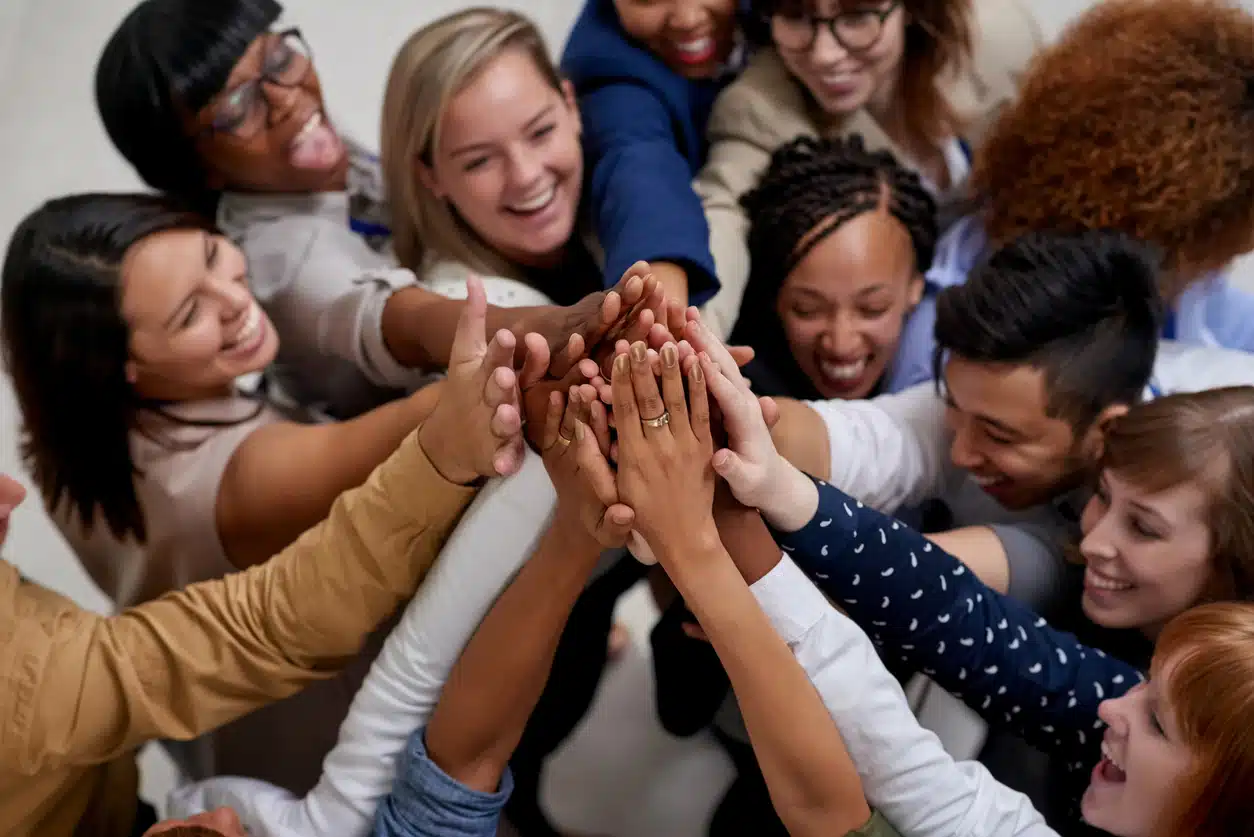 Women celebrating, high five