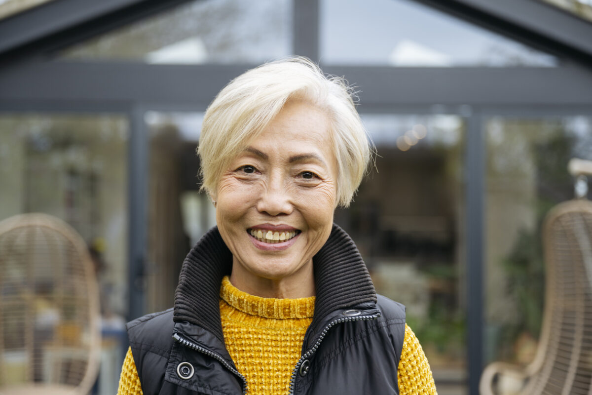 Pixie haircut with asymmetrical bangs