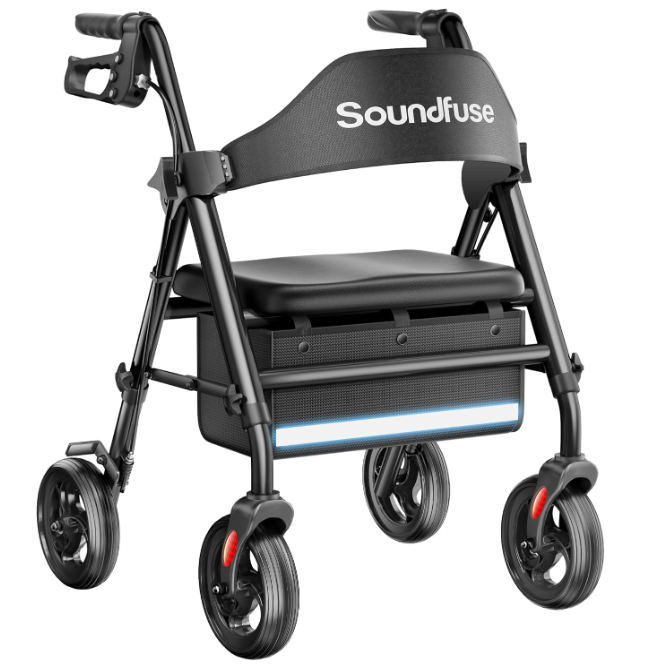 SOUNDFUSE Walkers for Seniors, Rollator Walker with Seat and All Terrain Wheels $100.99 (was $129.99)SOUNDFUSE Walkers for Seniors, Rollator Walker with Seat and All Terrain Wheels $100.99 (was $129.99)