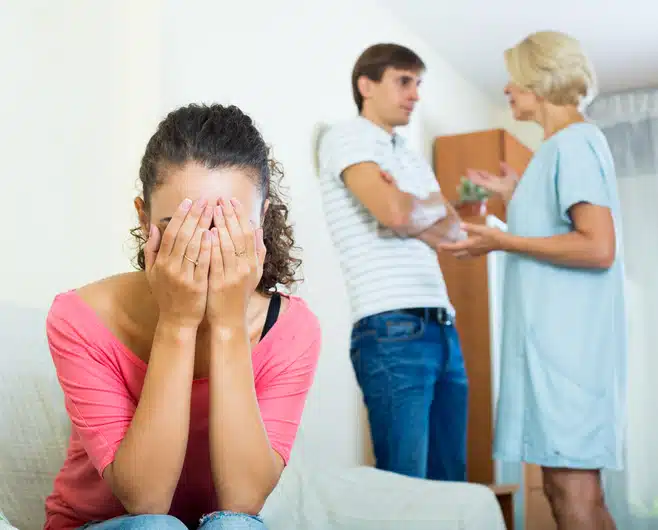 Mother-in-law fighting with son-in-law