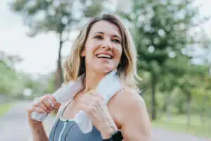 Portrait of a sporty woman smiling