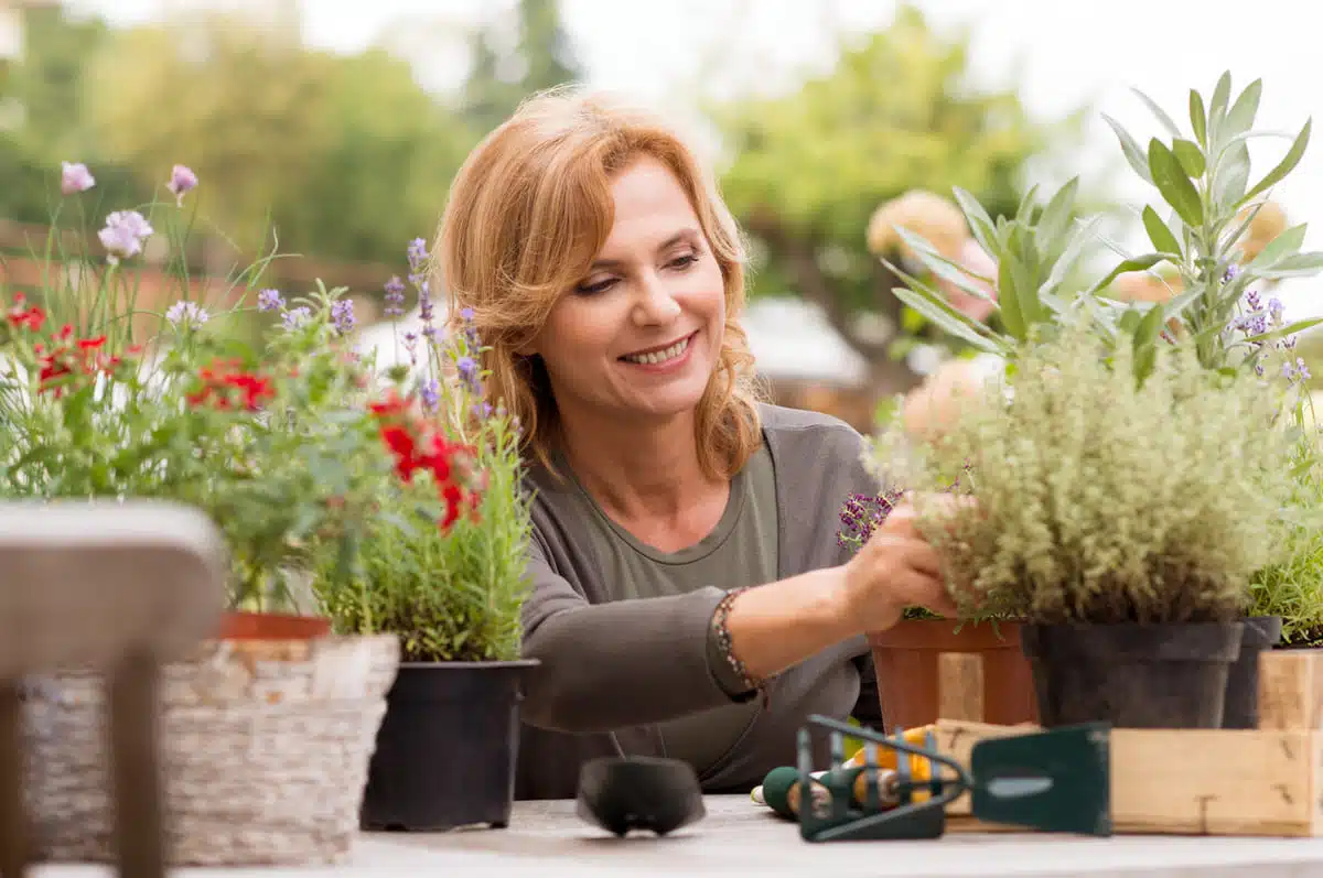 woman growing a thriving garden