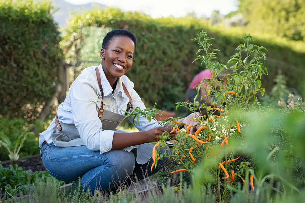 woman in her thriving garden