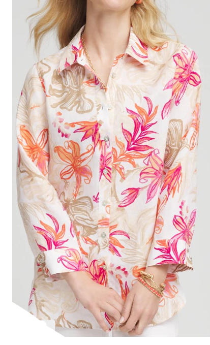 Chico’s No Iron™ Tropical Floral Linen Shirt, $99.50