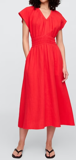 Gap Smocked V-Neck Maxi Dress (5 colors), $49.99 (was $79.99), plus an extra 50% off at checkout