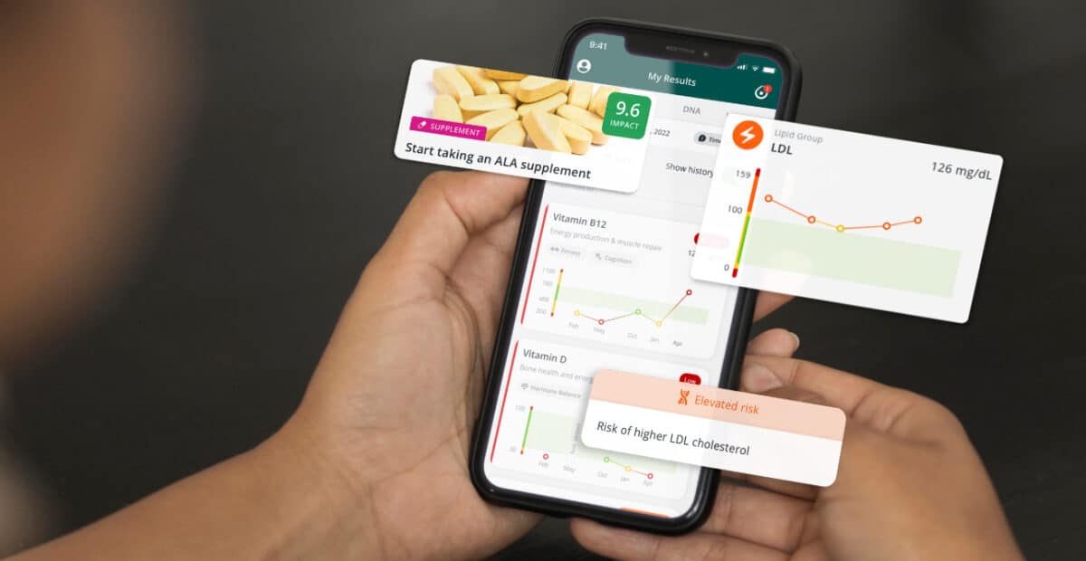 Inside Tracker app screen - results