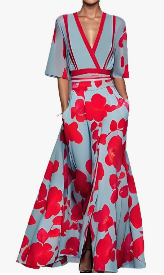 Maxi Dress Elegant V-Neck Belted Cocktail Beach Dresses (7 colors), $25.99