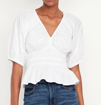 Old Navy Smocked V-Neck Peplum Top (6 colors), $24.49 (was $34.99)