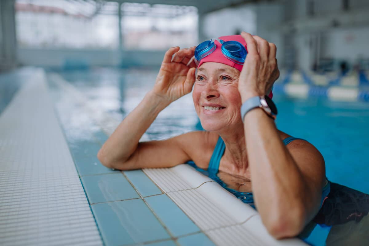 healthy woman swimming