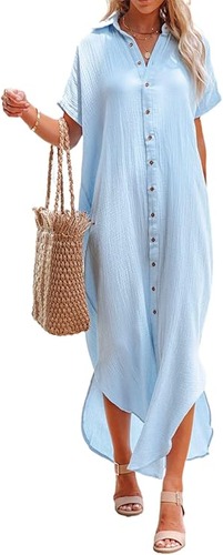 Dokotoo Casual Short-Sleeve Button Down Kimono