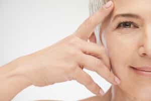 Close up of woman's face, ellacor wrinkle reducer