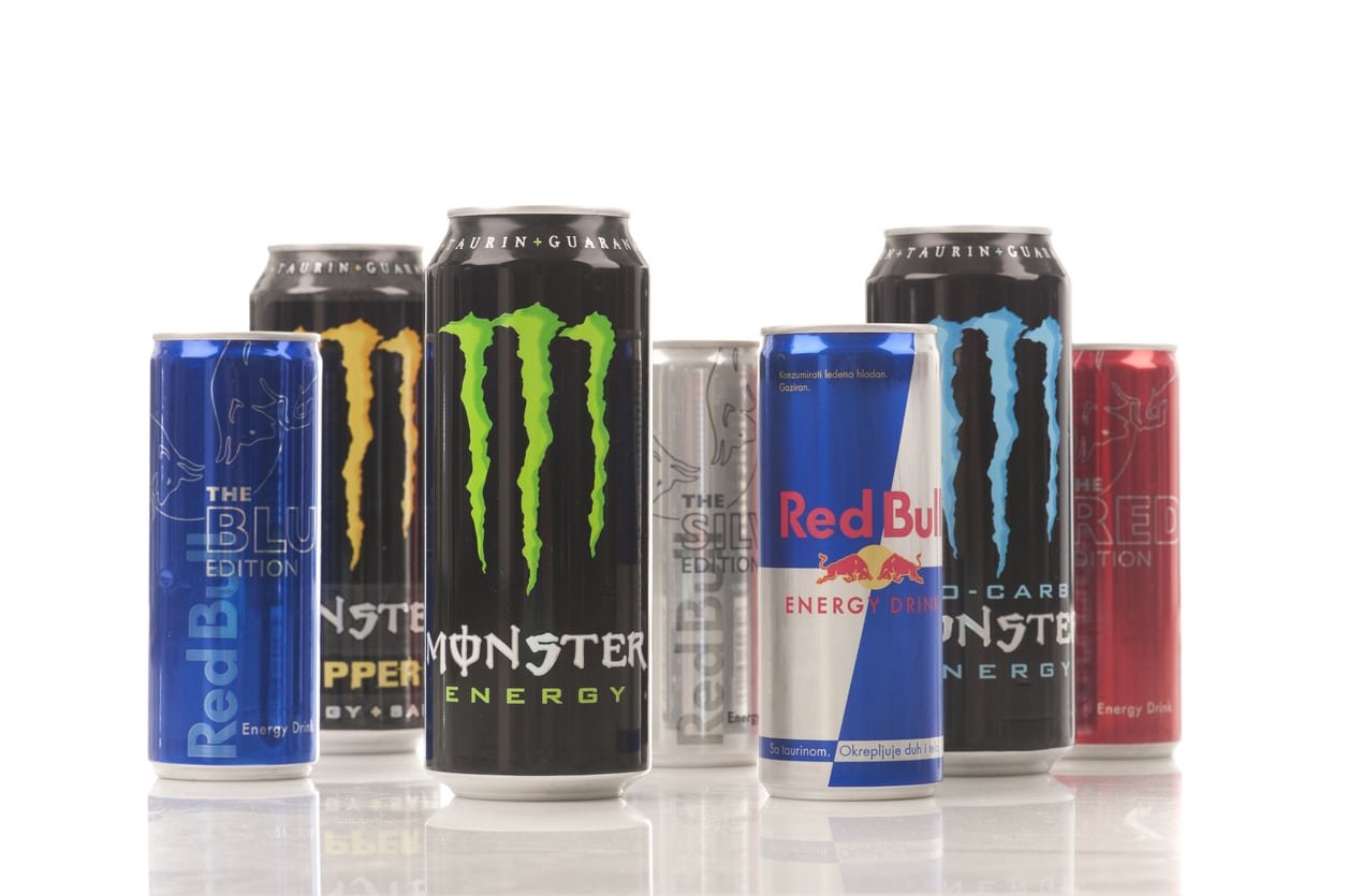 Energy drinks, red bull, monster