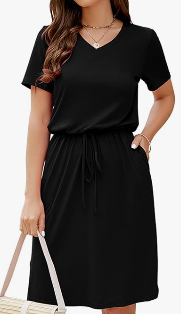 Huskary Casual Midi Dresses Short Sleeve V Neck (28 colors), $29.99