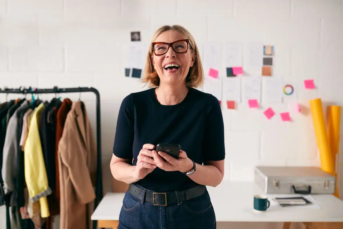Second career woman enjoying workplace