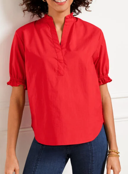 Talbots Fresh Poplin Ruffle Popover, $59.99 (was $79.50)