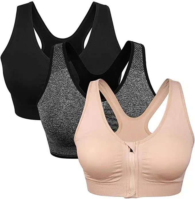 Zip front sports bras