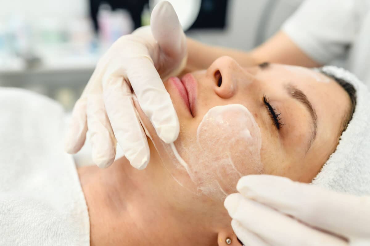 Woman getting a facial