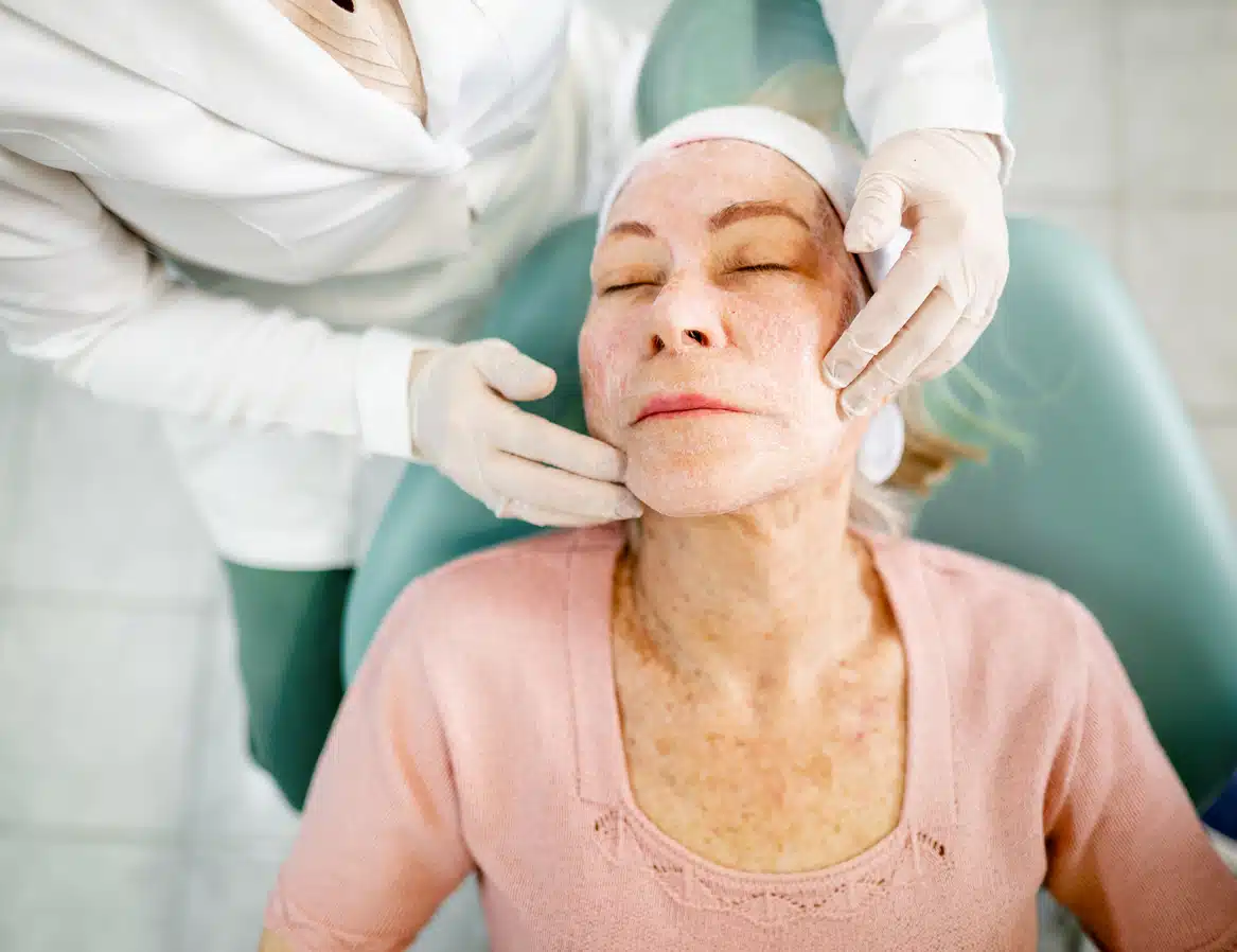 Woman getting a facial