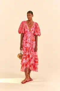 Farm Rio Red Jungle Scarf Wrap Midi Dress, $250