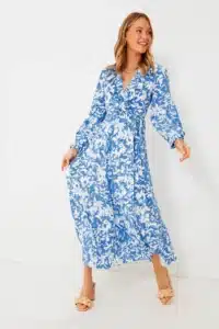 Tuckernuck Blue & White Floral Winifred Wrap Dress, $168