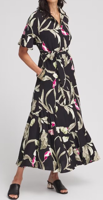 Chicos Elbow-sleeve Tiered Maxi Dress, $159