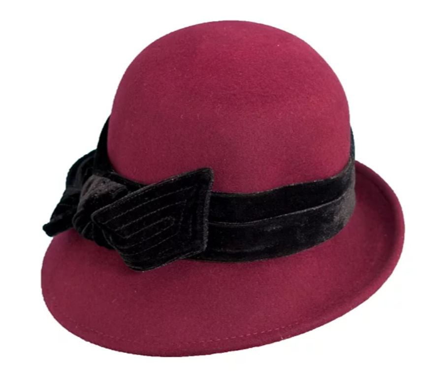 Dorfman Pacific Wool Felt Cloche with Velvet Bow, $89