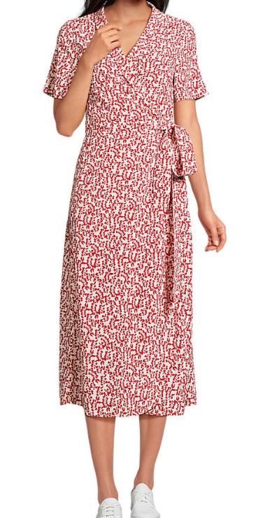 Lands’ End Women's Crepe Wrap Midi Dress (2 colors), $89.85