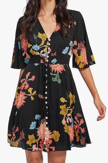 Milumia Women's Vintage Boho Button Up Split Floral, $34.99