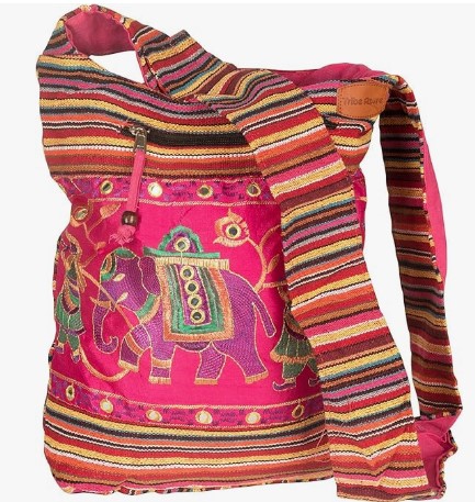 Pink Shoulder Bag Handmade Embroidered Elephant Boho Bohemian, $18.99