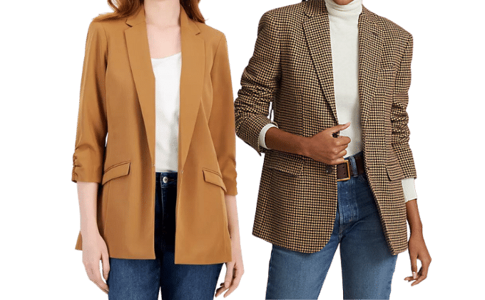 Woman wearing slouch of jacket