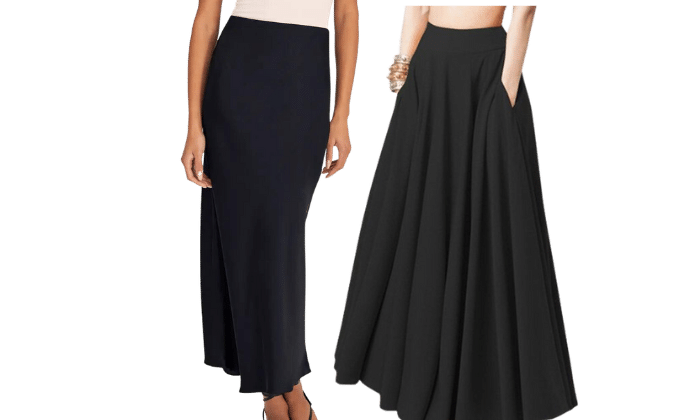 Woman wearing black long skirt