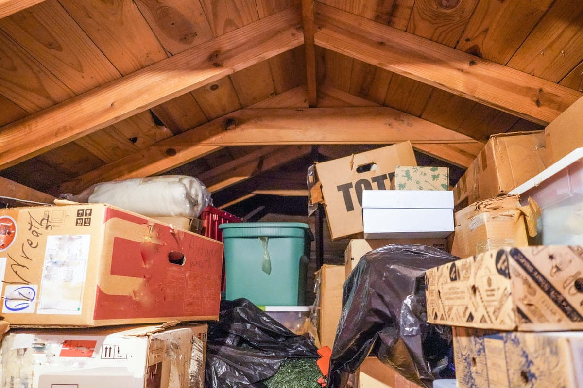 cluttered attic