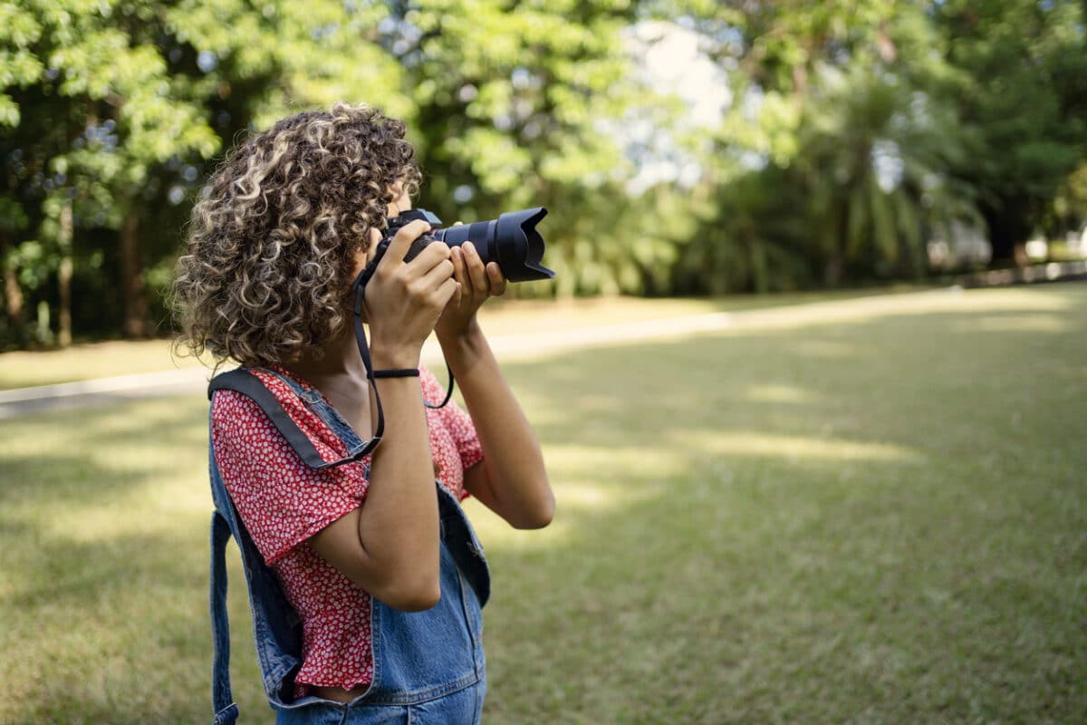 Woman taking a picture; photography
